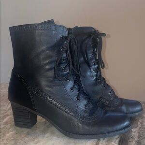 Rieker Black Lace Up Women's Boots